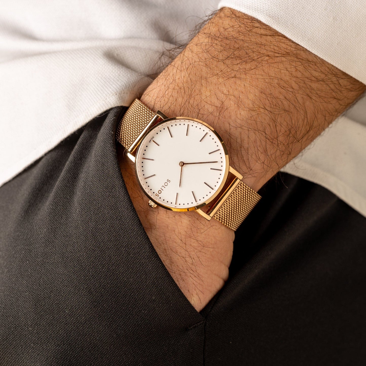 Duo Solar Classic & Mini - White Dial - Rose Gold Case