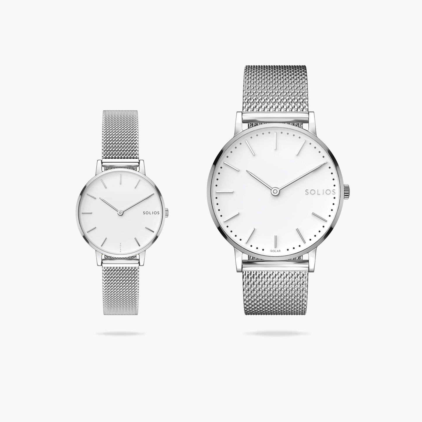 Duo Solar Classic & Mini - White Dial - Silver Case