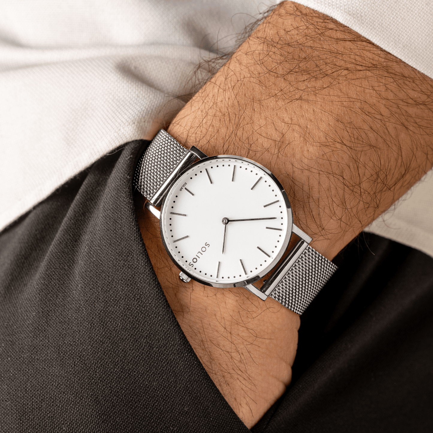 Duo Solar Classic & Mini - White Dial - Silver Case