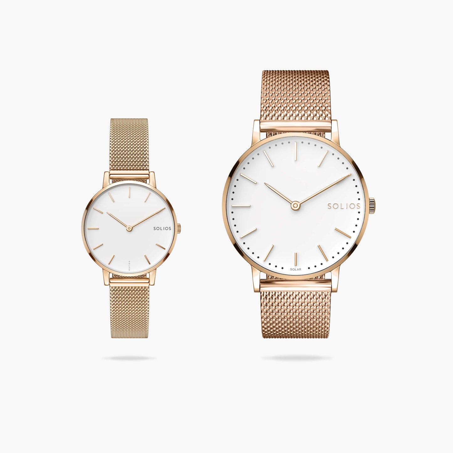 Duo Solar Classic & Mini - White Dial - Rose Gold Case