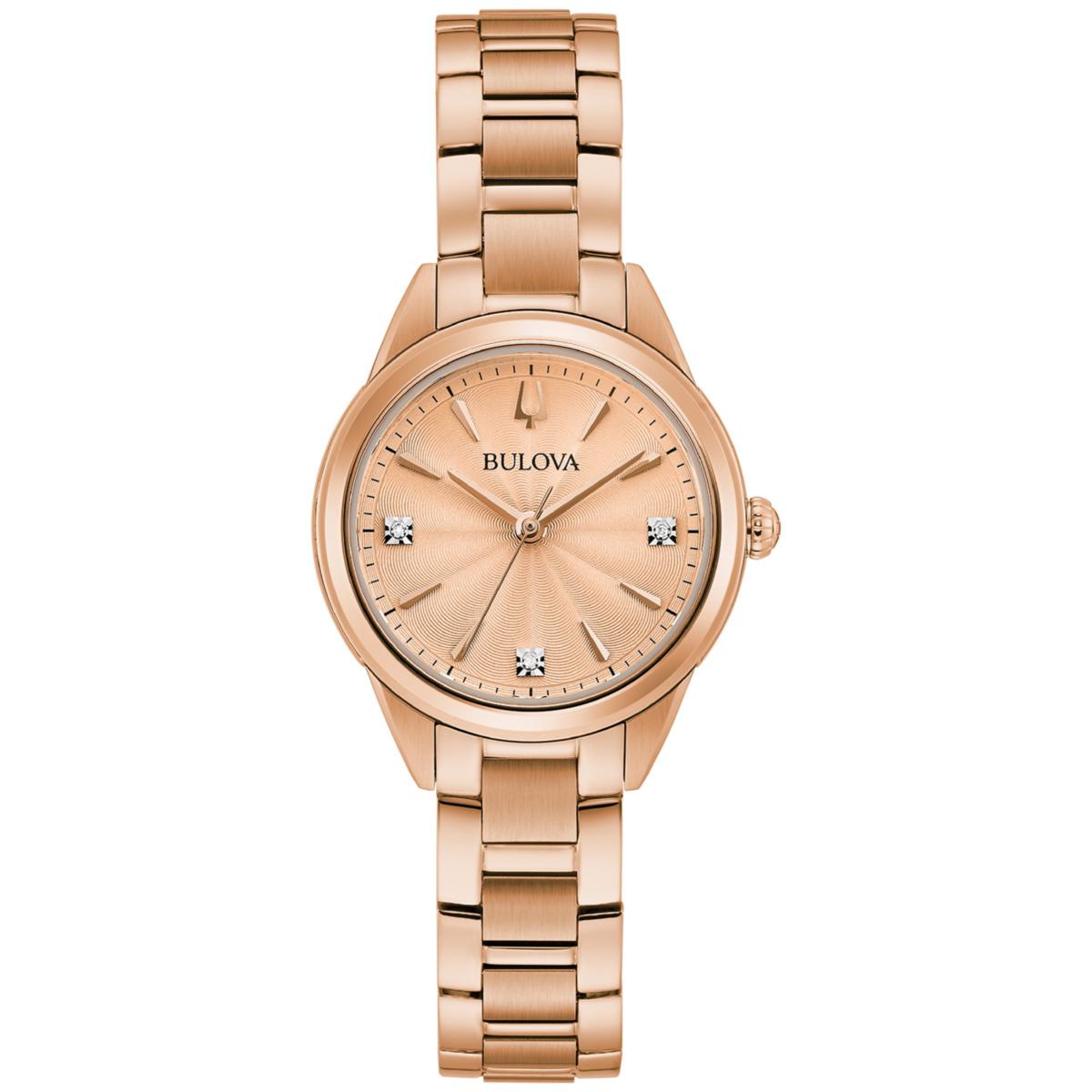 Bulova Rosetone Women's Diamond-Accented Bracelet Watch