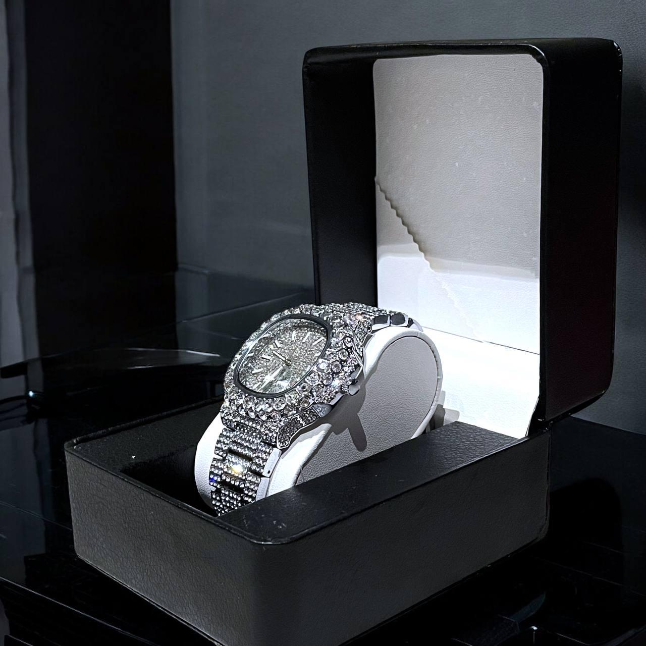 Iced-Out Watch – LUXGlow Stone. Wrist Watch for Men